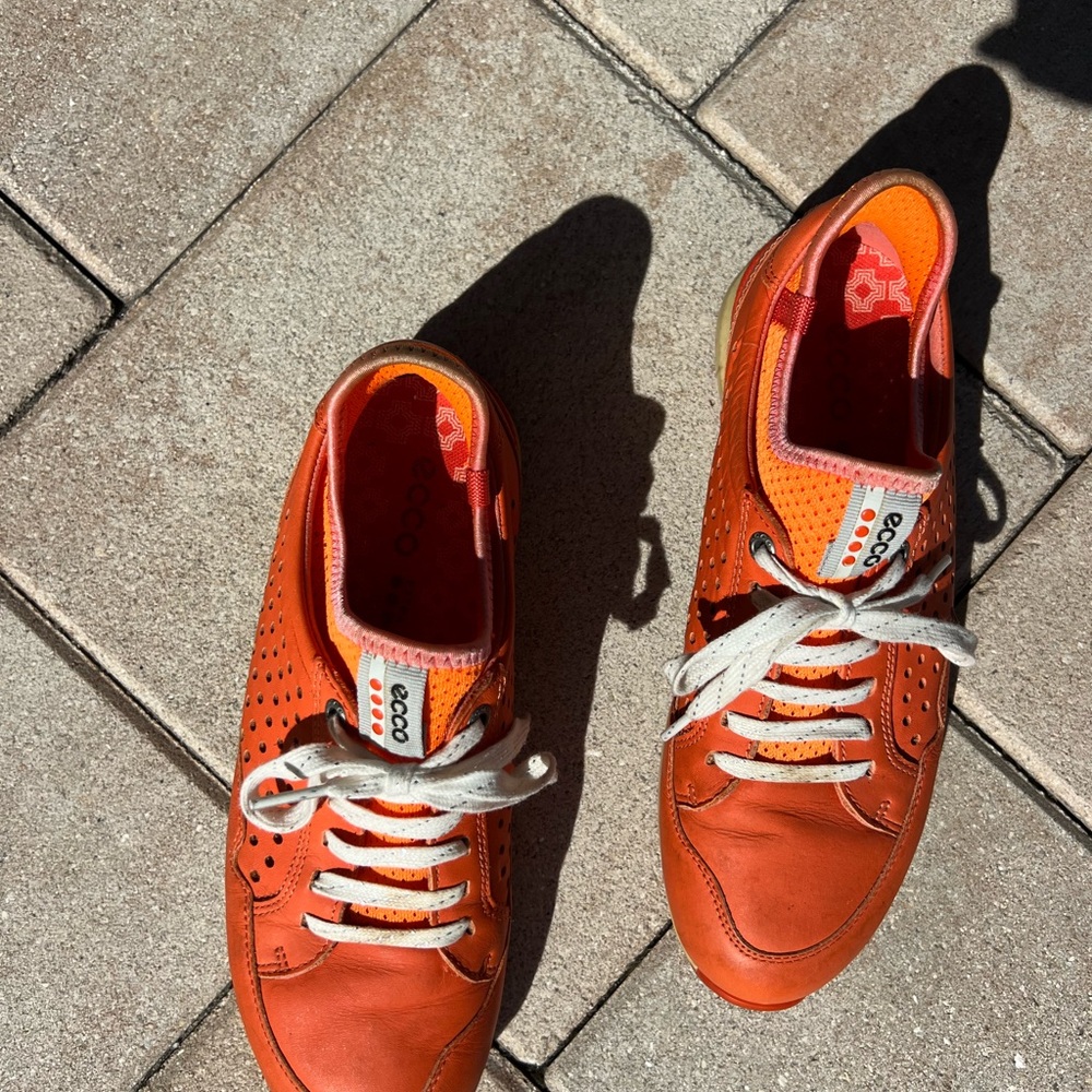 ECCO Bright Orange Casual Golf Sneakers-Womens Size 38 - Picture 6 of 8